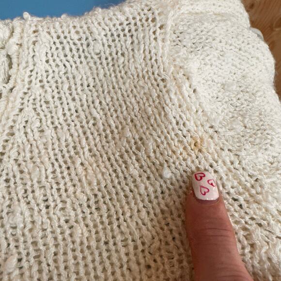 Bonnie Lee Division of LeRoy Vintage Cream Crochet Boucle Sweater Size 44 - Picture 9 of 10